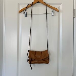 Women's Tan Color Leather Crossbody Bag